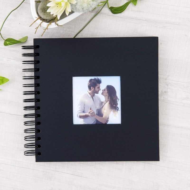 Gearchic ألبوم صور صغير 8 × 8 بوصة من DIY مع غلاف صورة 80 صفحة غلاف صلب ورق حرفي ألبوم صور لكتاب الضيوف، ذكرى سنوية، هدايا عيد الحب (أسود، 8 × 8 بوصة) - Image 2